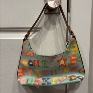 Vintage Dooney & Bourke Graffiti Coated Canvas Shoulder Bag